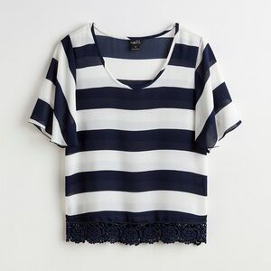 Rue21 Navy and White Striped Blouse